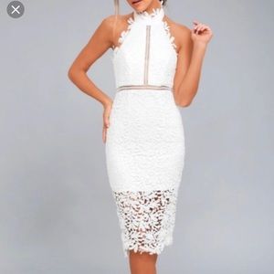 Divine Destiny white lace midi dress